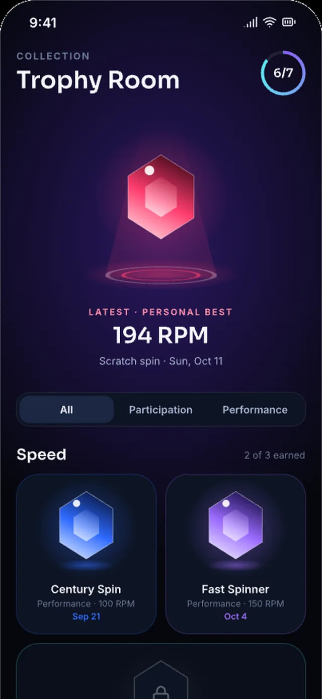SpinRPM Trophy Room screen