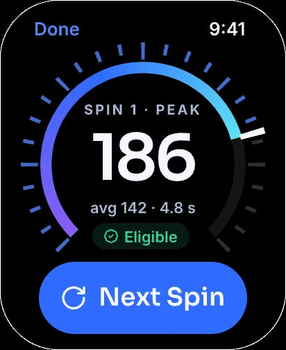 SpinRPM Watch Your result screen