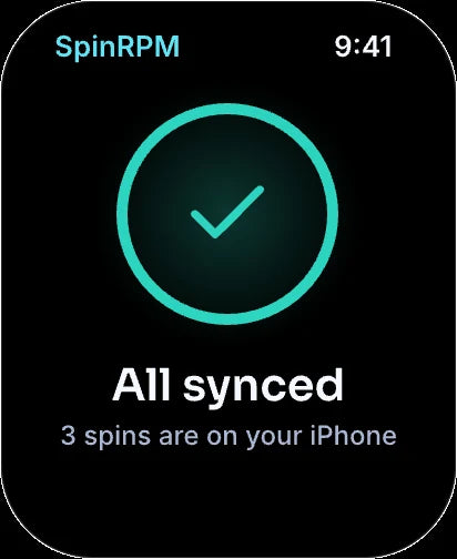 SpinRPM Watch Synced screen